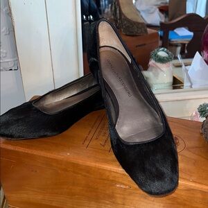 Vintage Diane von Furstenberg Black Calf Hair Flats EUC